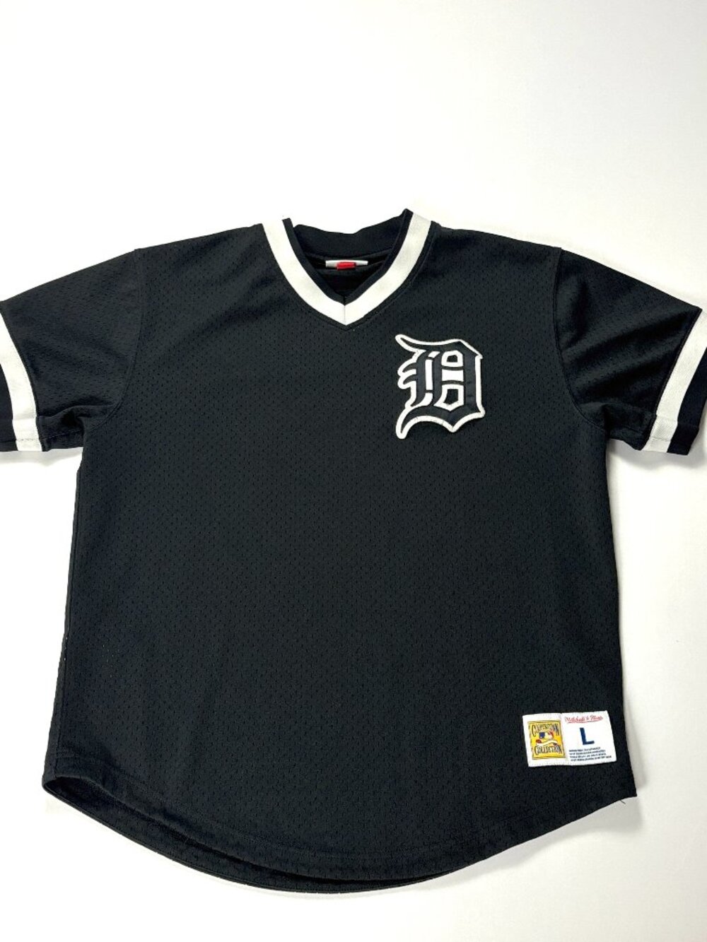 Detroit Tigers Mitchell & Ness Baseball Jersey Shirt Black Sz L MLB